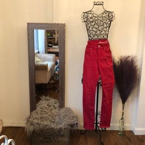 Seven 7 skinny tummy less jeans cranberry red sz 8